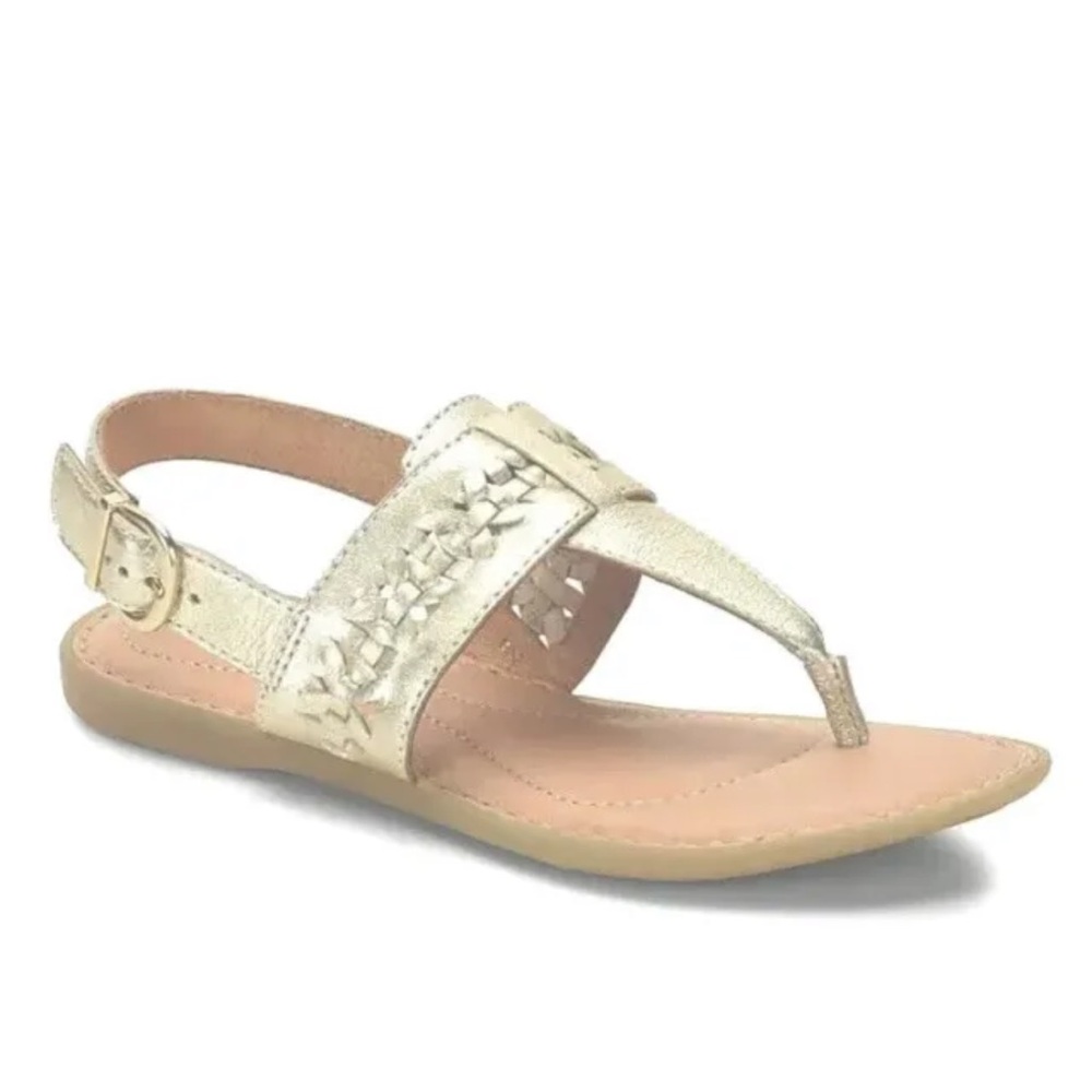 BORN Tilde Gold Matallic woven leather Strappy sandals women size 9